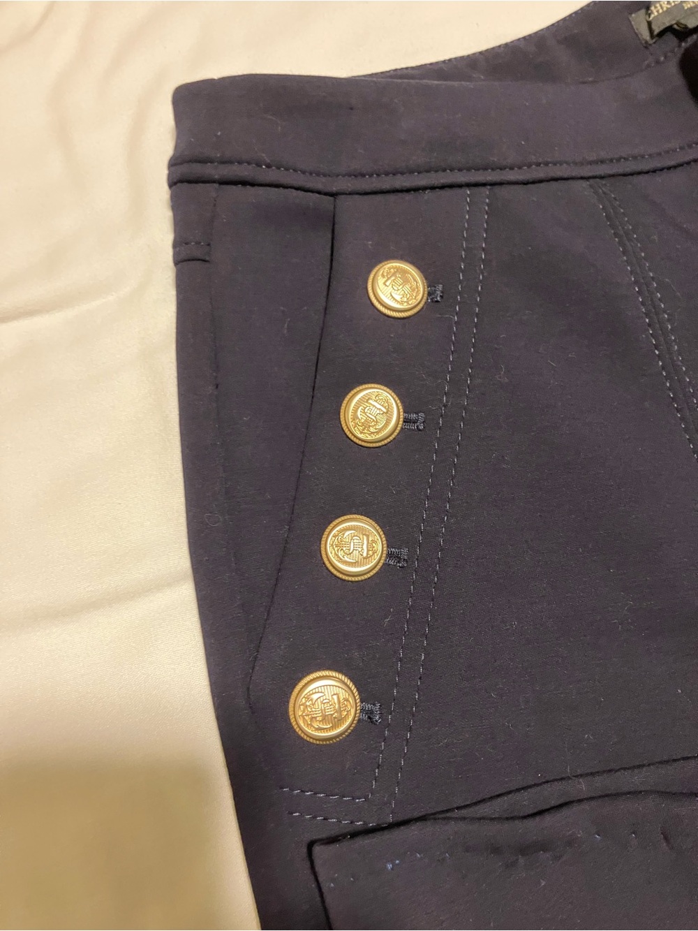 Christian Siriano New York Navy Blue Flare Sailor Pants Gold Buttons L - Picture 3 of 6